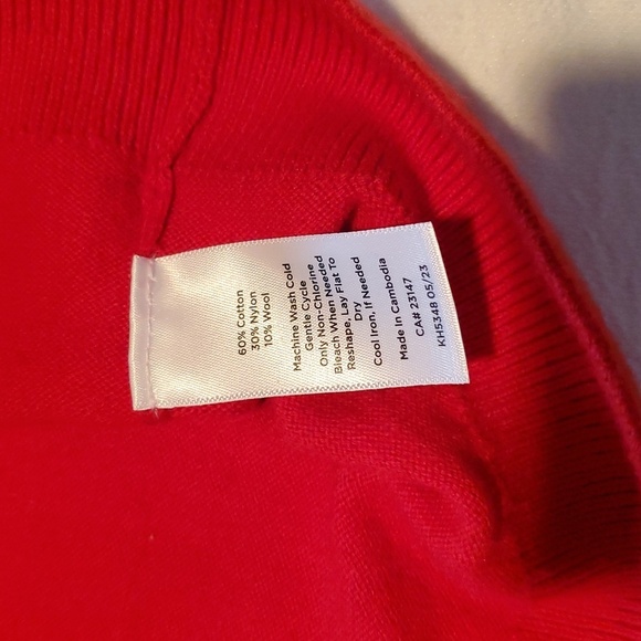 Talbots Red Ruffled Neck Long Sleeve Sz. XL Sweater NWT - Picture 6 of 10